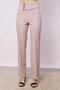 Women's High Waist Front Stitched Belt Buttoned Comfortable Leg Lightweight Lycra Fabric Office Trousers-Stone - 2