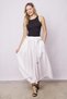 Women's Waist-Tied Linen-Look Non-Lycra Fabric Midi Length Above Ankle Skirt - Cream - 2