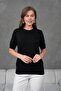 Women's Buttoned Short Sleeve Knitwear Blouse 1415 Black - 2