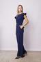 Lycra Thick Crepe Fabric Stylish Office Evening Dress Jumpsuit with Ruffle Sleeves and Accessories - Navy Blue - 5
