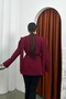 Women's Oversize Blazer Jacket with Belted Shoulder Detail - 8
