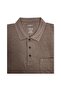 Ercan Men's Large Size Combed Cotton Fabric Polo Collar Pocket Short Sleeve Brown T-Shirt V-10 0157