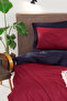 Double Claret Red Navy Blue Duvet Cover Set - Reversible Stk - 4