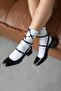 Viola Women's Heeled Wrinkled Leather Shoes Black - 2
