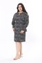 Women's Black Collar Detail Sleeves Mouth Elastic Long Sleeve Dress 65N37943 - 7