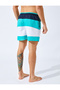 Color Blocked Pocketed Swim Shorts - Waist Lace-Up - 4
