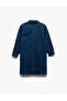 Oversize Denim Shirt Collar Dress with Cotton Pocket Detail - 2