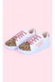 Girls' White Sports Shoes Pink Starry Gold Color Sequin Colorful Lace-Up Sneakers - 4