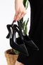 Stiletto Gold Buckle Black Shiny Piece Skin Detailed Women's Stiletto Shoes - 3