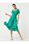 Midi Length Viscose Dress with Flounces
