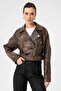 Women's Faux Leather Crop Biker Jacket - 2