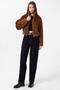 Brown Women's Faux Fur Coat with Elastic Waist - 2