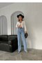 Hsn Lya Julia Power Stretch Fabric Women's Light Blue Snow Wash High Waist Loose Leg Denim New - 3