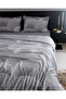 Rochelle King Size 100% Cotton Printed Satin Bed Sheet Pieces Duvet Cover Set - Gray - 2