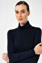 Navy Blue Women's High Top Knitwear Sweater - 5