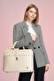 Women's Briefcase Laptop Bag Quilted Ecru