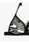 Zebra Print Covered Triangle Bikini Top - Halter Neck - 7