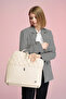 Women's Briefcase Laptop Bag Quilted Ecru - 6