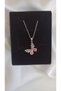 Steel Butterfly Necklace with Stones, Pink Color Butterfly Necklace, Women's Steel Necklace, Non-Tarnish Necklace, Gift - 4