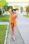 Women's Mustard Thick Strap Round Neck Buttoned Sleeveless Linen Casual Shirt Blouse 700-2910286