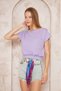 Women's Skirt Elastic Short Sleeve Wide Round Neck Crop Blouse with Pockets 3624140 - 3