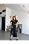 Women's Black Linen Belt Pack Short Sleeve Summer Comfortable Cut Slit Daily Long Dress 3221418 - 4