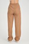 Women's Linen Blend Tan Color Summer Elastic Waist Loose Cut Efil Efil Fit Stylish Style Trousers - 7