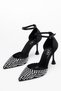 Stone-Encrusted Shoes, High-Heeled Stiletto Diamond-Studded Shoes, Black Evening Dress Shoes - 4