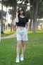 Capri & Short Sleeve Crop Modern Set with Front Seam Detail - 6