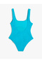 Textured Swimsuit with U Collar Strap - 2