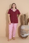Women's Battal Milan Fabric Short Sleeve Shirt Collar Plus Size Pajamas Set - 4