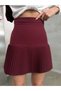 Women's Burgundy Fabric Pleated Mini Skirt Nwj-Etk- 258032