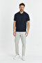 Walfer Men's Light Navy Blue Lycra Cotton Blend Slim Fit Non-Curling Polo Collar T-Shirt - 7