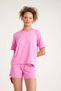 90% Cotton 10% Elastane Pink Color Premium Quality Shorts T-Shirt Women's Pajama Set - 4