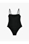 Ribbed Square Neck Thin Strap Basic Swimsuit - 6