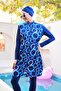 Quick Drying Parachute Fabric Zippered Gilet Model Closed Hijab Swimsuit 3864 - 4