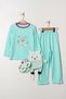 100% Cotton Girls' Pajamas Set with Mermaid Print Bag and Mask - 5