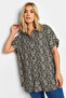 Plus Size Short Sleeve Patterned Buttoned Shirt 303355