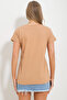 Women's Mustard V-Neck Basic T-Shirt Alc-1045-A - 4