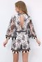 Women's Black-White High-Neck Backless Lined Tulle Jumpsuit with Tassel Detail Alc-X13650 - 5