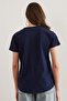 Women's Navy Blue V-Neck Flame T-Shirt Tsh- 19000396 - 2