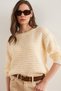 Cream Colored Openwork Women's Knitwear Sweater - Kzk- 19000962 - 3