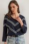 Women's Navy Blue Stripe Detailed Wool Viscose Loose Blouse Blz- 19002826