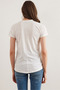 Women's Ecru Flame Heart Embroidery Short Sleeve T-Shirt Tsh- 19000834 - 2