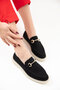 Black Suede Women's Loafer Shoes 20265 - 3