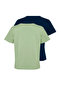 Petrol-Mint %100 Pamuk Bisiklet Yaka 2'li Paket Örme T-Shirt TWOSS20TS0141 - 5