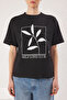 Siyah %100 Pamuk Baskılı Relaxed/Geniş Rahat Kesim Bisiklet Yaka Örme T-Shirt TWOSS23TS00267 - 3