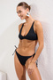 Siyah Gipeli Bralette Kaplı Regular Normal Bel Bikini Takımı TBESS25BT00000 - 2