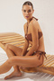 Silvery Brazilian Bikini Suit with Brown Strapless Pearl Accessories Tbess25Bt00075 - 3