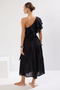 Plaj Giyim Siyah Dokuma Volanlı Tek Omuz Maxi Elbise TBESS25EL00072 - 13